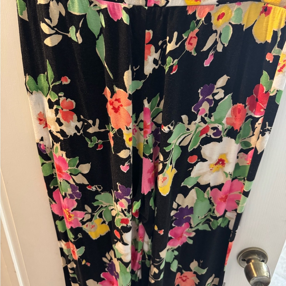 Ralph Lauren Black Floral Wide Leg Pants